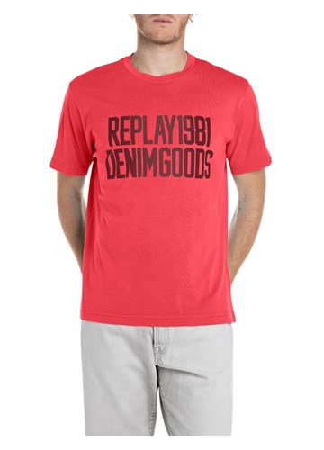 Replay CRVENA MAJICA S PRINTOM REPLAY DENIM GOODS - 1
