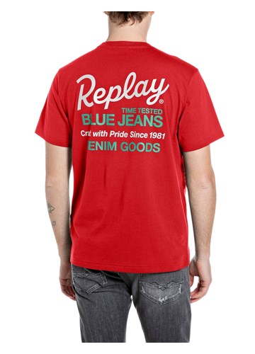 Replay CRVENA PAMUČNA MAJICA S PRINTOM NA PRSIMA I LEĐIMA - 2