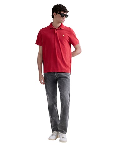 Replay crvena polo majica od pique pamuka s izvezenim slovom r