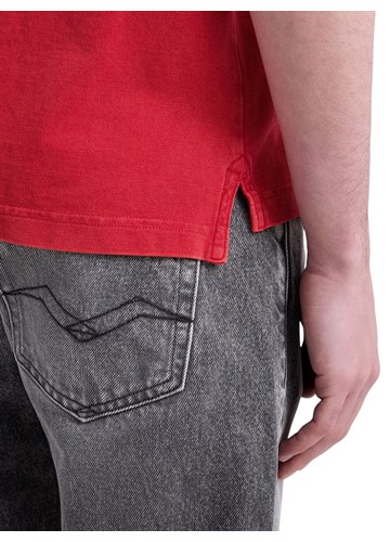 Replay CRVENA POLO MAJICA OD PIQUE PAMUKA S IZVEZENIM SLOVOM R - 7