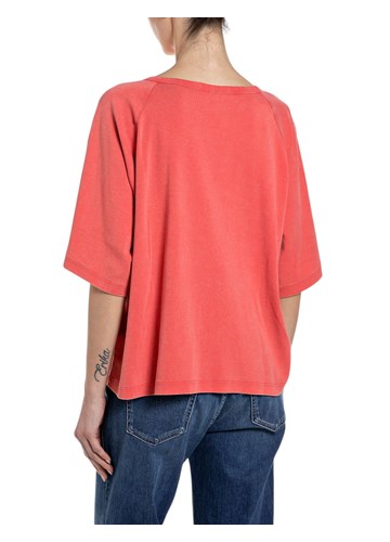 Replay CRVENA ŠIRA MAJICA S GRAFIČKIM PRINTOM - 2