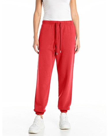 Replay crvene hlače od pamuka s izvezenim r