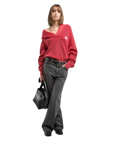 DK3860 G21280G Replay crveni rebrasti oversize pulover Replay crveni rebrasti oversize pulover