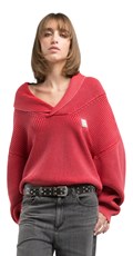 CRVENI REBRASTI OVERSIZE PULOVER - 2