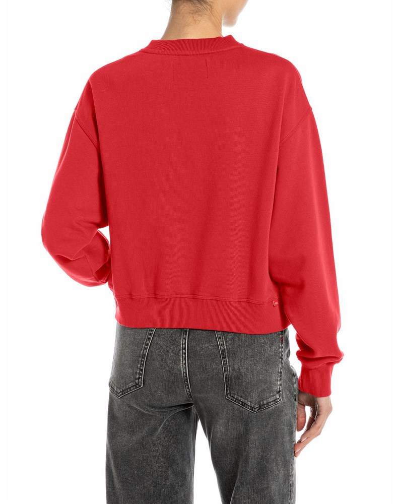 Replay CRVENI SWEATSHIRT OD PAMUKA S IZVEZENIM R - 2