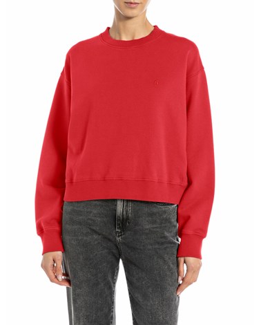 Replay crveni sweatshirt od pamuka s izvezenim r
