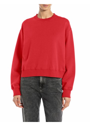 Replay CRVENI SWEATSHIRT OD PAMUKA S IZVEZENIM R - 1