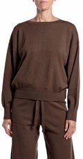 SMEĐI OVERSIZED PLETENI DŽEMPER S LAĐA IZREZOM - 2