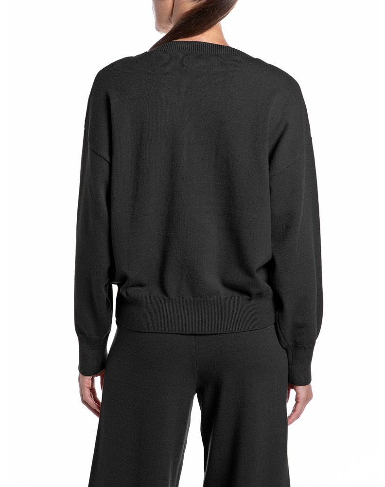 Replay CRNI OVERSIZED PLETENI DŽEMPER S LAĐA IZREZOM - 2