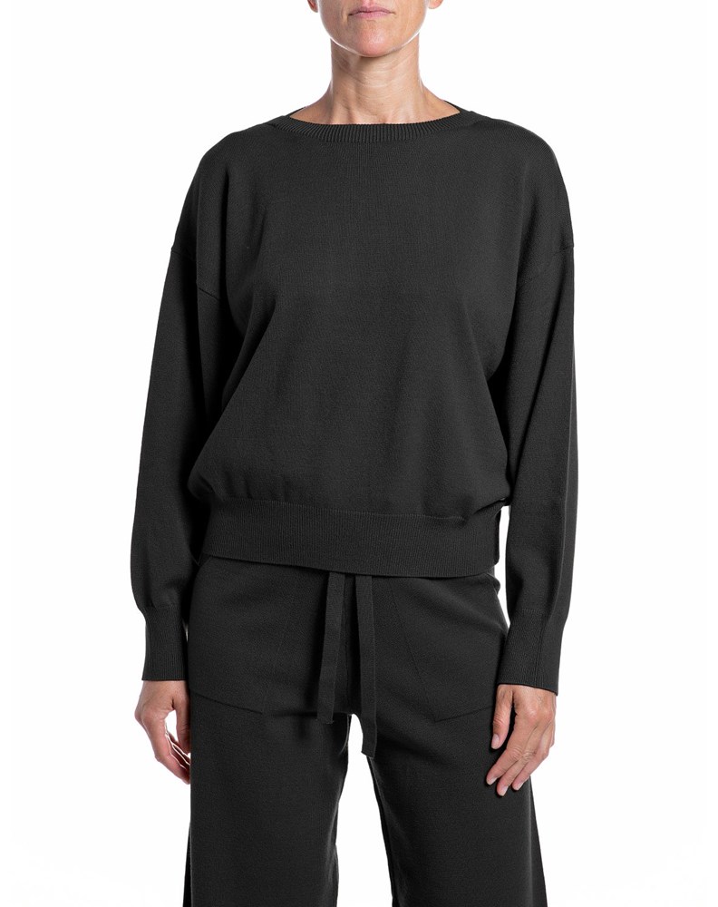 Replay CRNI OVERSIZED PLETENI DŽEMPER S LAĐA IZREZOM - 1
