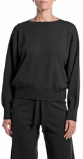 CRNI OVERSIZED PLETENI DŽEMPER S LAĐA IZREZOM - 1