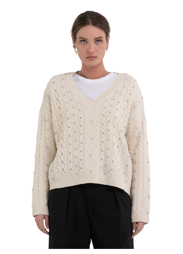 Replay OVERSIZED PULOVER U BIJELOJ BOJI S CIRKONIMA   - 4