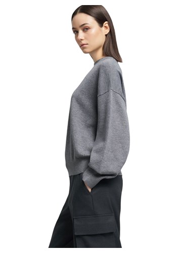 Replay TAMNO SIVI PULOVER S OKRUGLIM IZREZOM I ŠIROKIM RUKAVIMA - 4