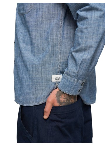 Replay DENIM KOŠULJA OD CHAMBREYA - 7