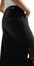 DUGA CRNA DENIM SUKNJA S PROREZIMA - 5