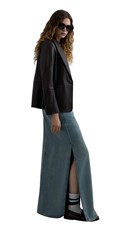 DUGA DENIM SUKNJA S PROREZIMA - 4
