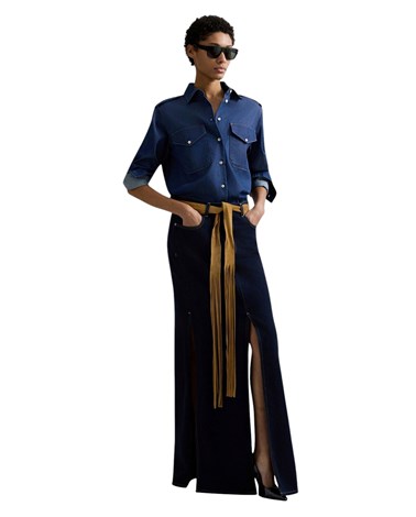 Replay duga suknja od tamnog trapera s prorezom