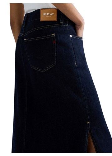 Replay DUGA SUKNJA OD TAMNOG TRAPERA S PROREZOM - 6