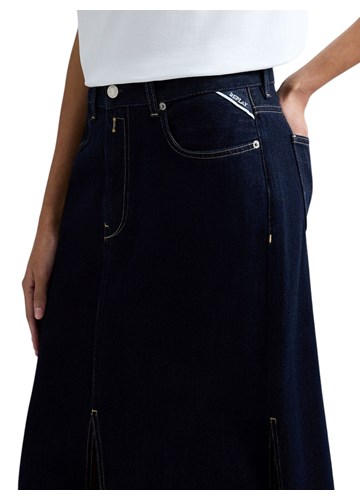 Replay DUGA SUKNJA OD TAMNOG TRAPERA S PROREZOM - 7