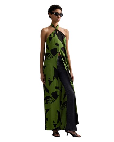 Replay duga zelena haljina s velikim cvjetnim printom