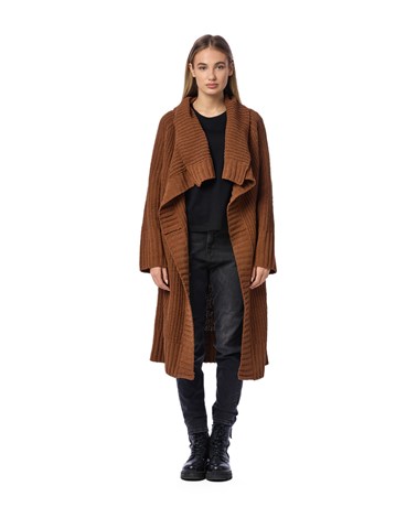 Replay dugi smeđi kardigan s džepovima