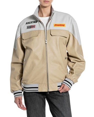 Replay dvobojna kožna koledž jakna