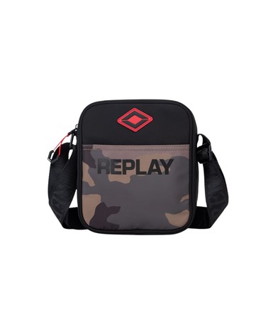 Replay mini crossbody torba s camo printom i crvenim logotipom