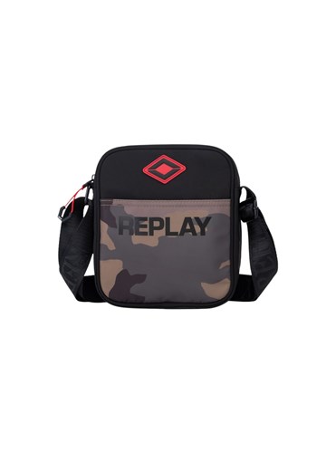 Replay MINI CROSSBODY TORBA S CAMO PRINTOM I CRVENIM LOGOTIPOM - 1