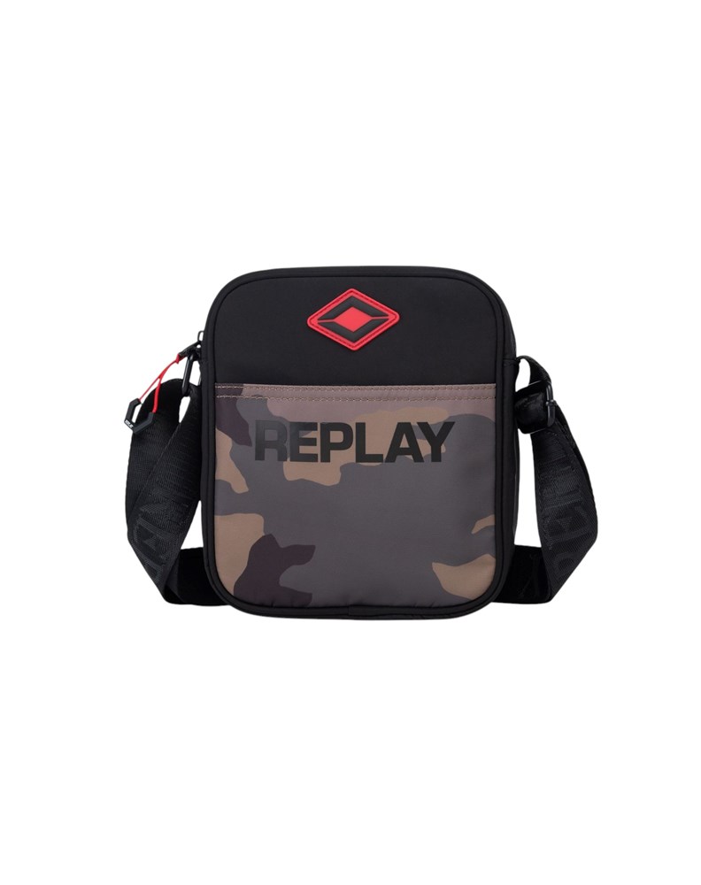 Replay MINI CROSSBODY TORBA S CAMO PRINTOM I CRVENIM LOGOTIPOM - 1