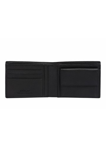 Replay CRNI HAMMERED KOŽNI NOVČANIK S MINI LOGOTIPOM - 3 Replay CRNI HAMMERED KOŽNI NOVČANIK S MINI LOGOTIPOM - 3