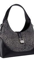 ŽENSKA CRNO-SIVA HOBO TORBA S KRISTALNIM CIRKONIMA - 2