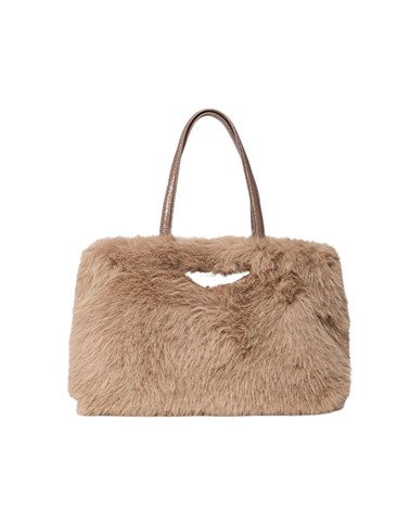 Replay bež soft-texture shopper torba s lakiranim ručkama
