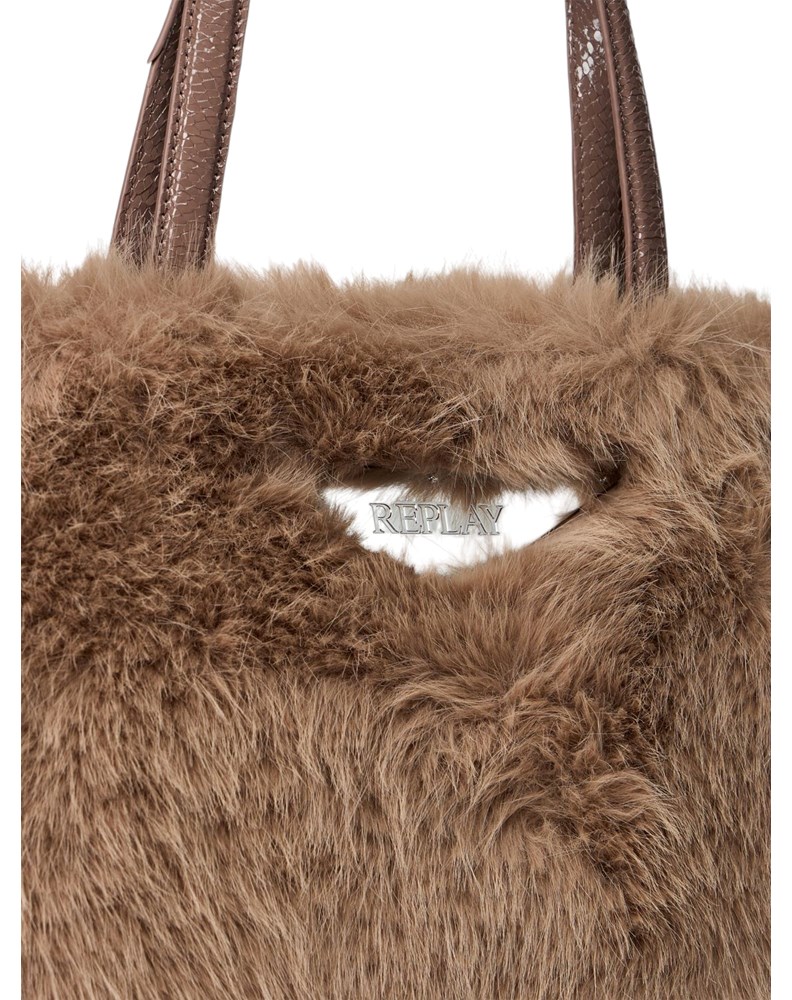 Replay BEŽ SOFT-TEXTURE SHOPPER TORBA S LAKIRANIM RUČKAMA - 5