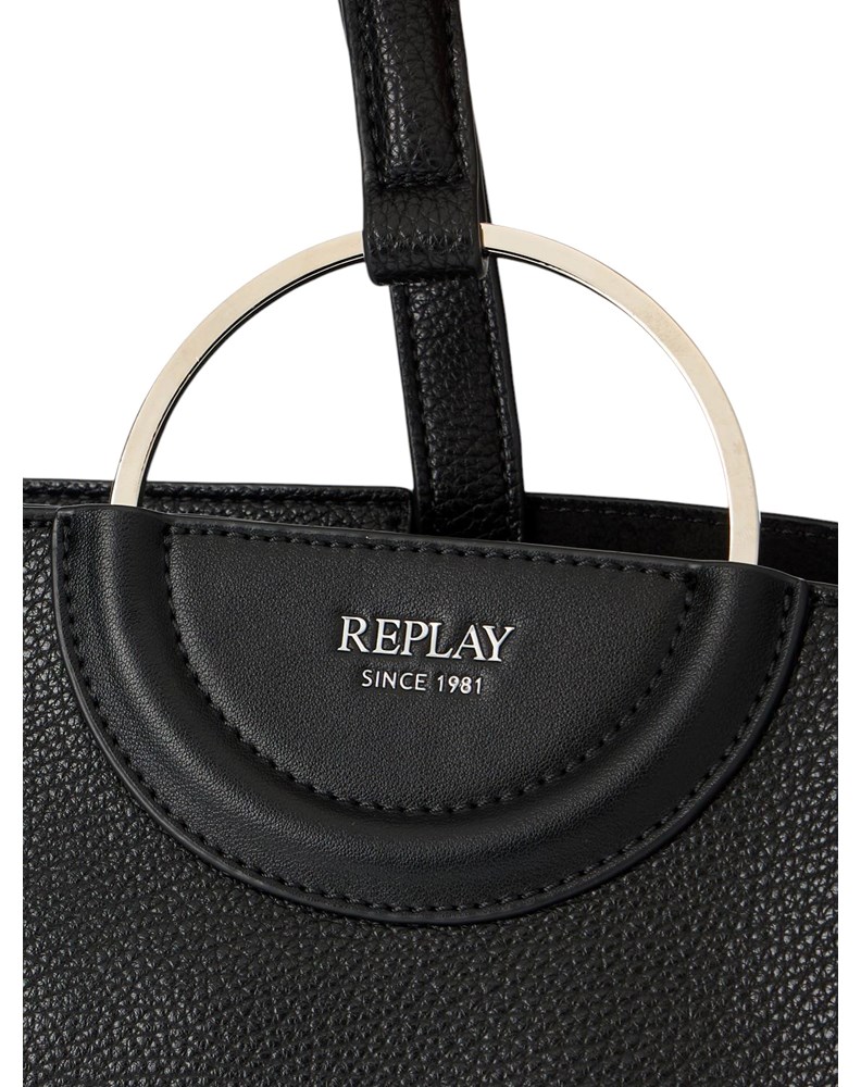 Replay SHOPPER TORBA OD TEKSTURIRANE KOŽE S UKRASNIM LANČIĆEM - 6
