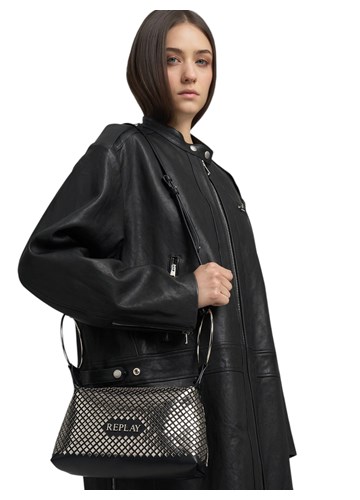 Replay CRNA TORBICA S RAVNIM METALIZIRANIM ZAKOVICAMA - 4