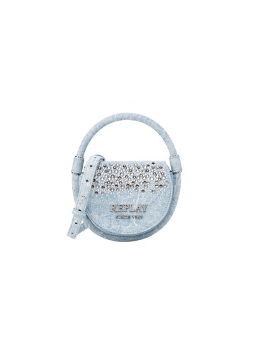 Replay MINI DENIM OKRUGLA TORBICA S KRISTALIMA I FIKSNOM RUČKOM - 1