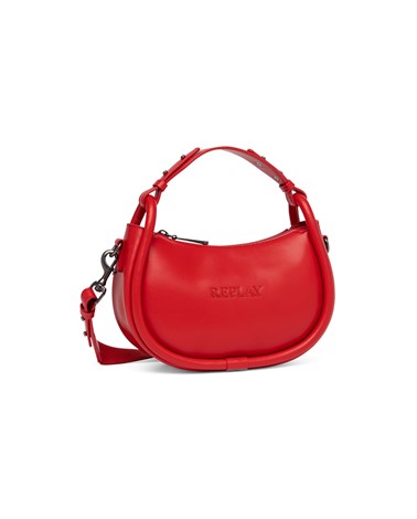 Replay crvena mini hobo torbica s natpisom replay