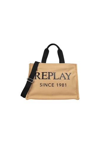 Replay BEŽ PLATNENA TORBA S MAXI LOGOTIP NATPISOM  - 2