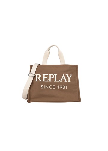 Replay SMEĐA PLATNENA TORBA S MAXI LOGOTIP NATPISOM - 1