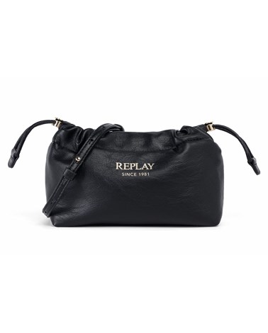 Replay crna mini cinch torbica s natpisom replay