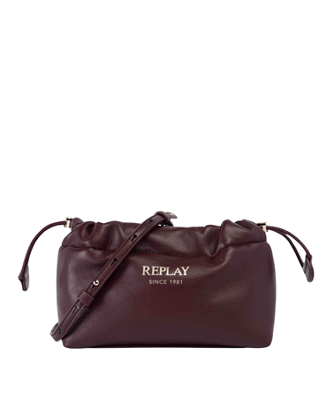 Replay tamno ljubičasta mini cinch torbica s natpisom replay