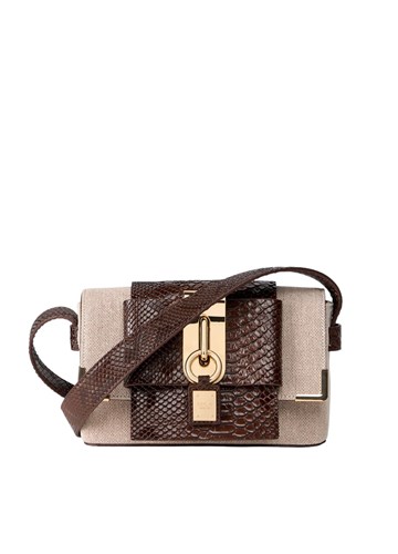 Replay REPLAY TORBA U KOMBINACIJI PLATNA I ZMIJSKOG UZORKA SA ZLATNOM KOPČOM - 1