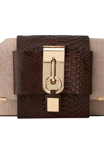 Replay REPLAY TORBA U KOMBINACIJI PLATNA I ZMIJSKOG UZORKA SA ZLATNOM KOPČOM - 4