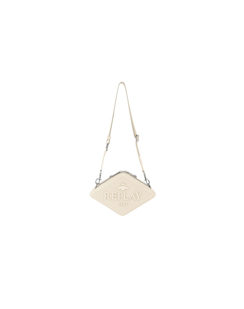 Replay BIJELA CROSSBODY TORBA U OBLIKU ROMBA S 3D LOGOTIPOM - 1