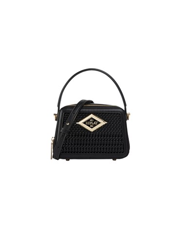 Replay crna crossbody torba s uzorkom pletiva