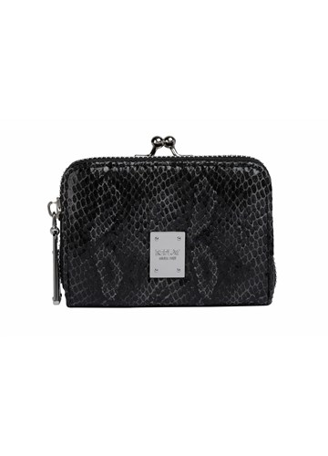 Replay CRNI NOVČANIK S KOPČOM I UZORKOM ZMIJSKE KOŽE - 2