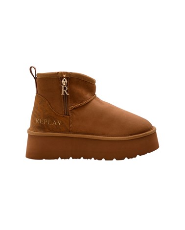 Replay smeđe chic zip 26 gležnjače s platformom i zatvaračem