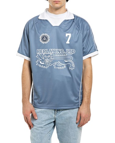 Replay replay inc. unisex retro jersey majica s lavljim grbom