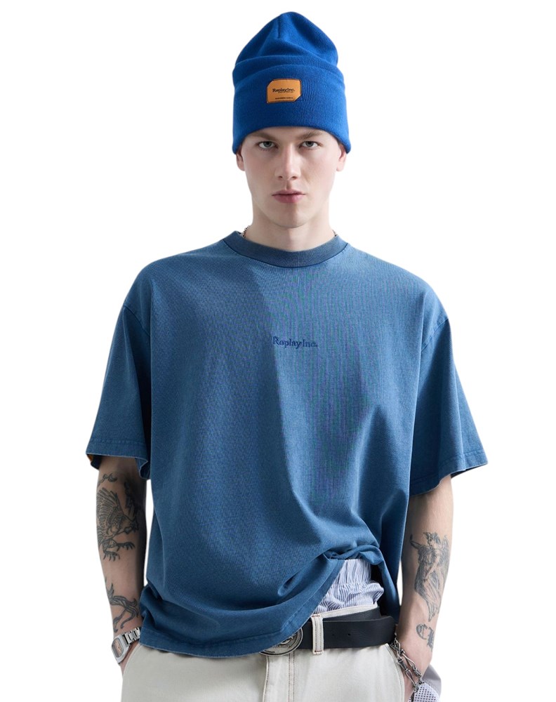 Replay REPLAY INC. UNISEX SCRIPT MAJICA U PLAVOJ BOJI - 5