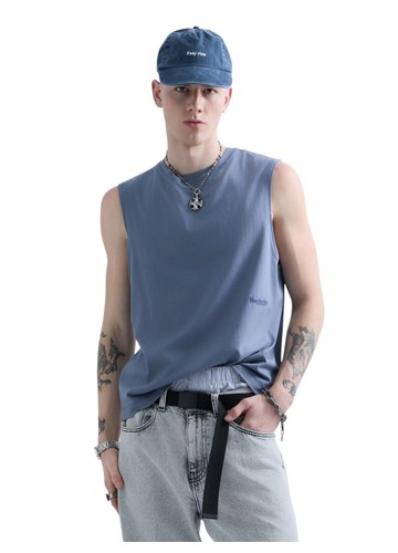 Replay REPLAY INC. UNISEX SCRIPT MAJICA BEZ RUKAVA U PLAVOJ BOJI  - 2